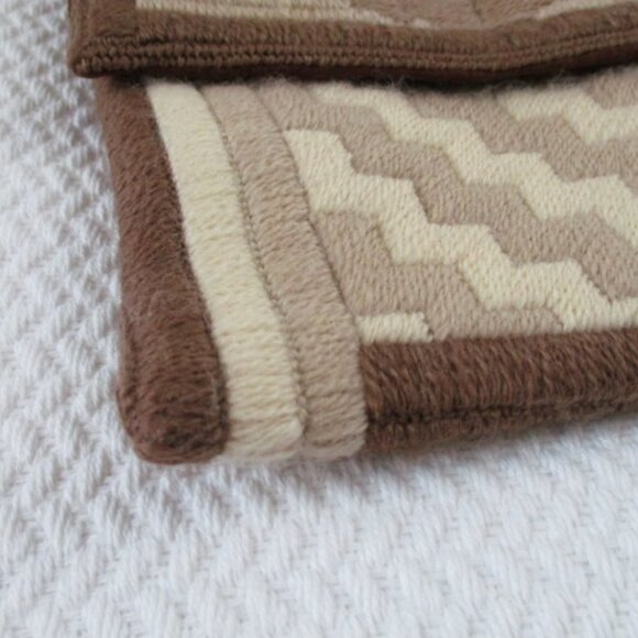 Vintage wool handwoven boho clutch bag brown beige soft lined pouch hand made - Picture 6 of 9